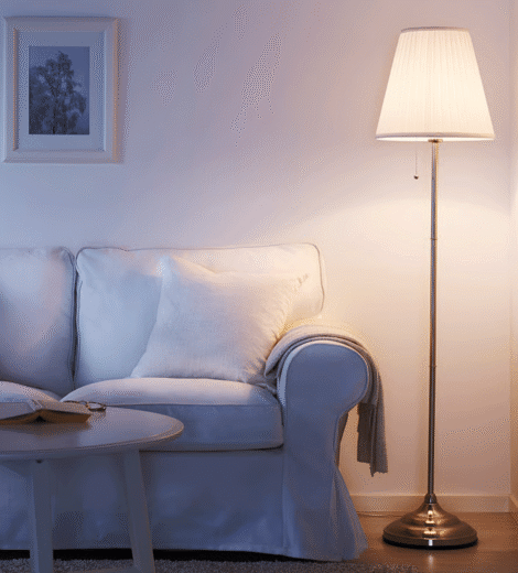 ÅRSTID Floor lamp, nickel-plated/white