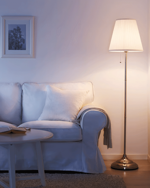 ÅRSTID Floor lamp, nickel-plated/white