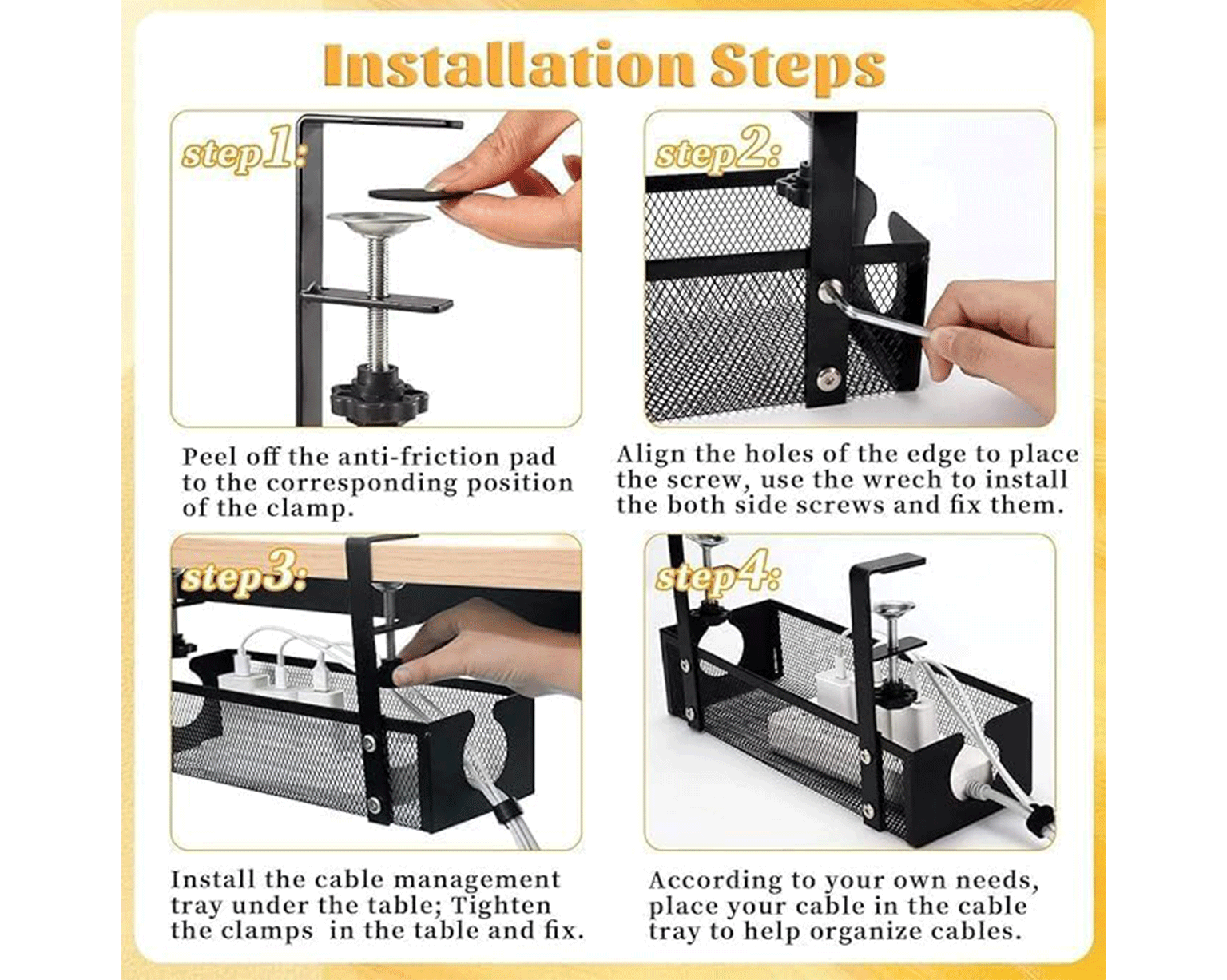 Under Desk Cable Management Tray - Image 3