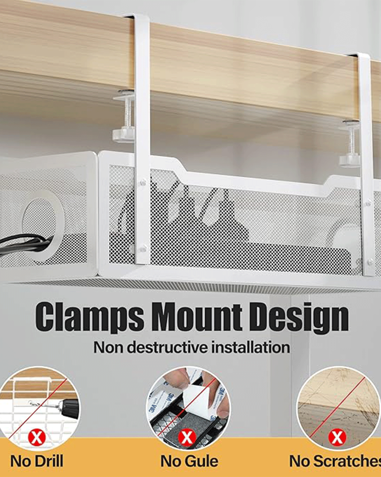 Cinati Under Desk Cable Management Tray White - Image 4
