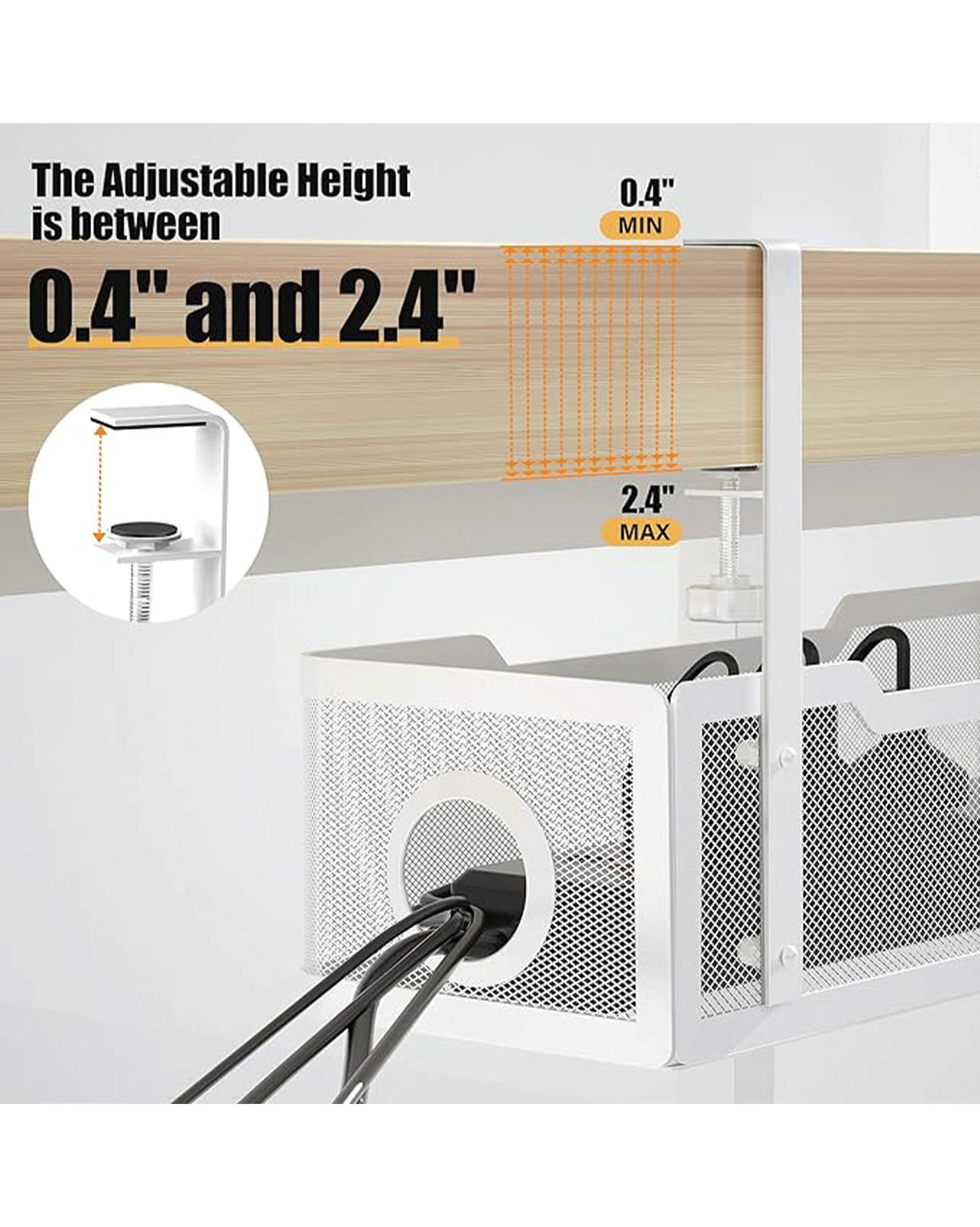 Cinati Under Desk Cable Management Tray White - Image 5