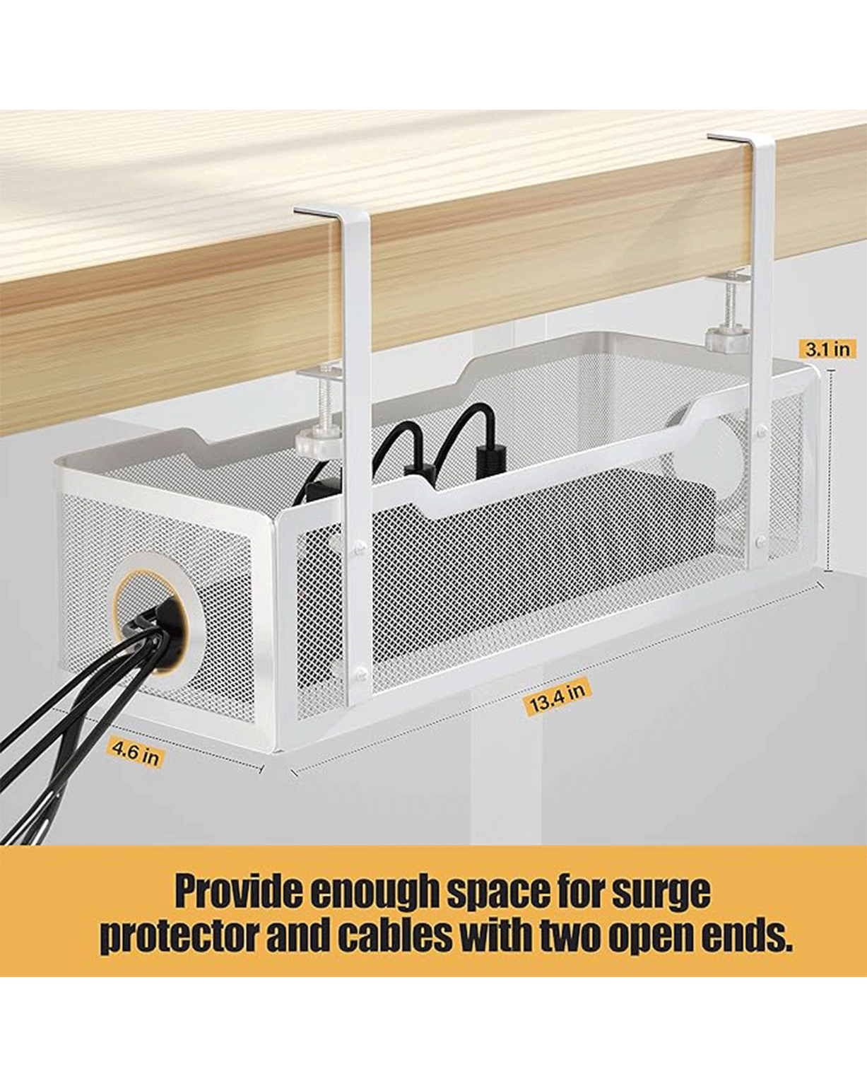 Cinati Under Desk Cable Management Tray White - Image 6